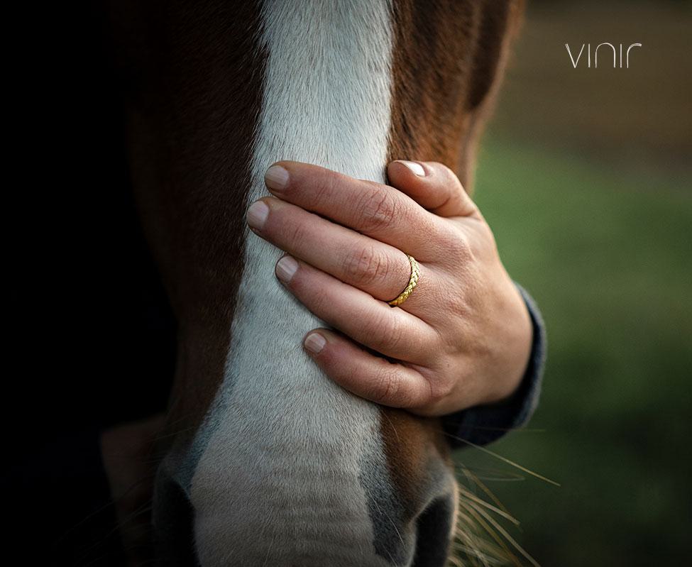 Ring aus eignen Pferdehaaren. Gelbgold. Freunderinge Vinir